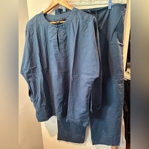 Ralph Lauren Navy Cotton Tunic Top & Drawstring Pants Set Size L Lounge/PJ set